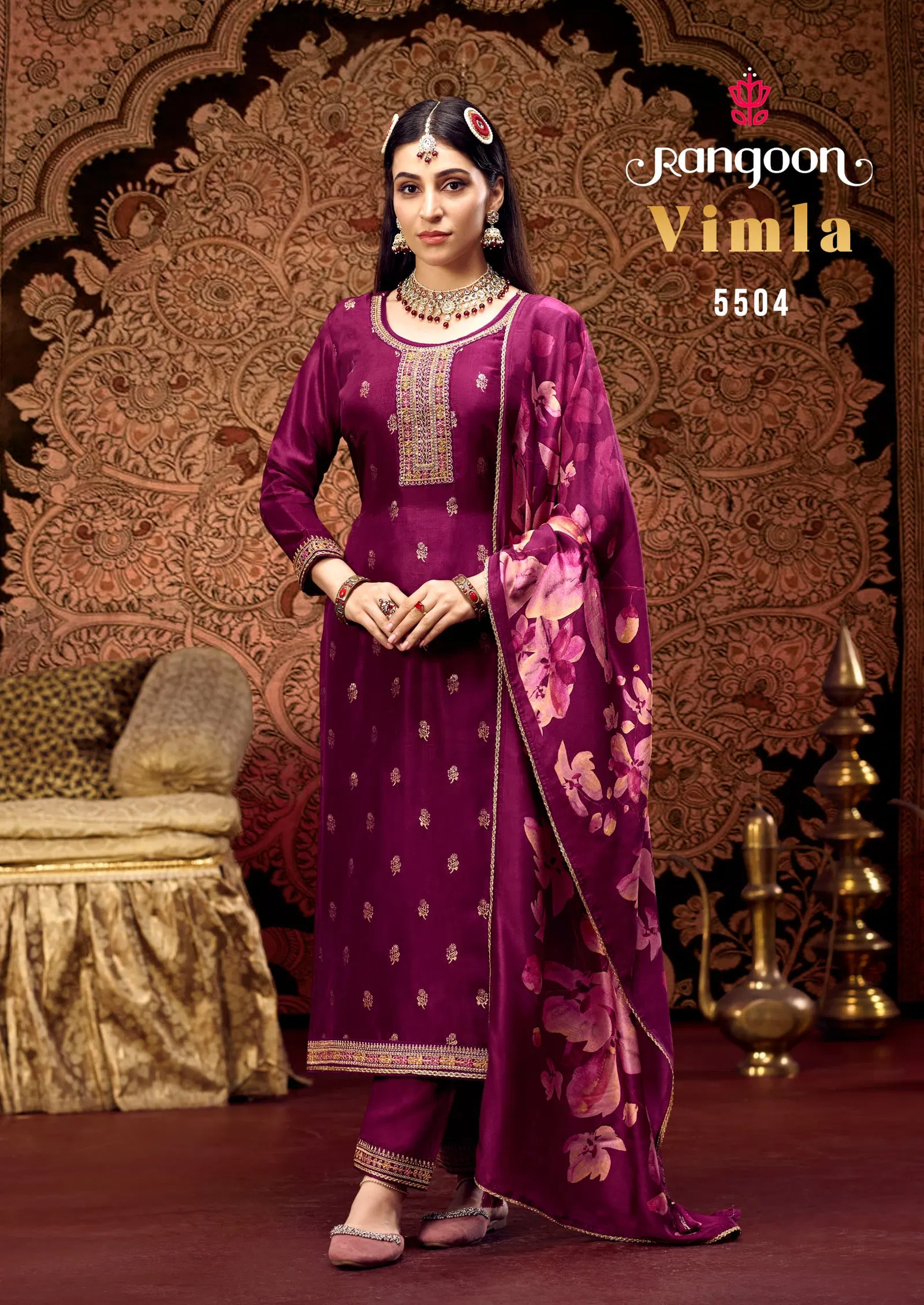 Vimla By Rangoon Jacquard Kurti With Bottom Dupatta Wholesale Shop in Surat
